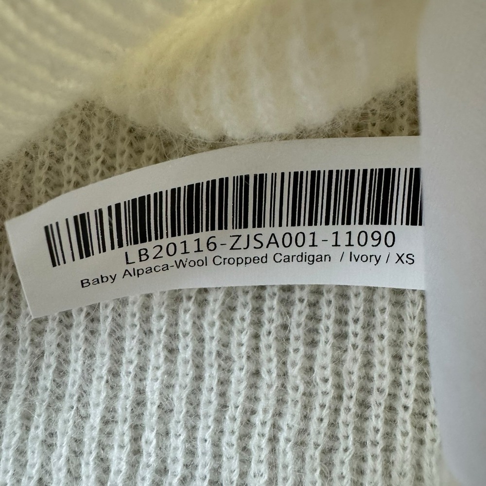 Quince Ivory Baby Alpaca-Wool Cropped Cardigan‎ Sweater size XS - Picture 3 of 7